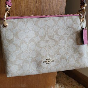 Pink and Tan Coach Crossbody Purse